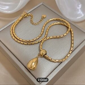 Water Drop Stainless Steel Pendant Necklace Gold/Silver